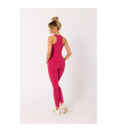 M735 Top bokserka z dzianiny prążkowanej - koralowa