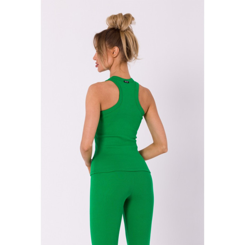 M735 Top bokserka z dzianiny prążkowanej - soczysta zieleń