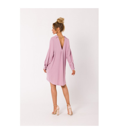 M740 Sukienka koszulowa z łańcuszkiem - brudny róż