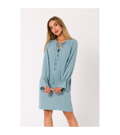 M742 Sukienka ze sznurowaniem na przodzie - agawa