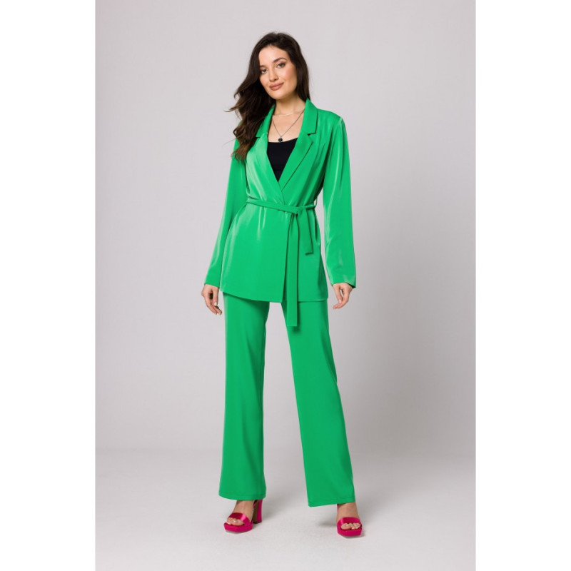 K161 Żakiet wiązany w pasie - soczysty zielony