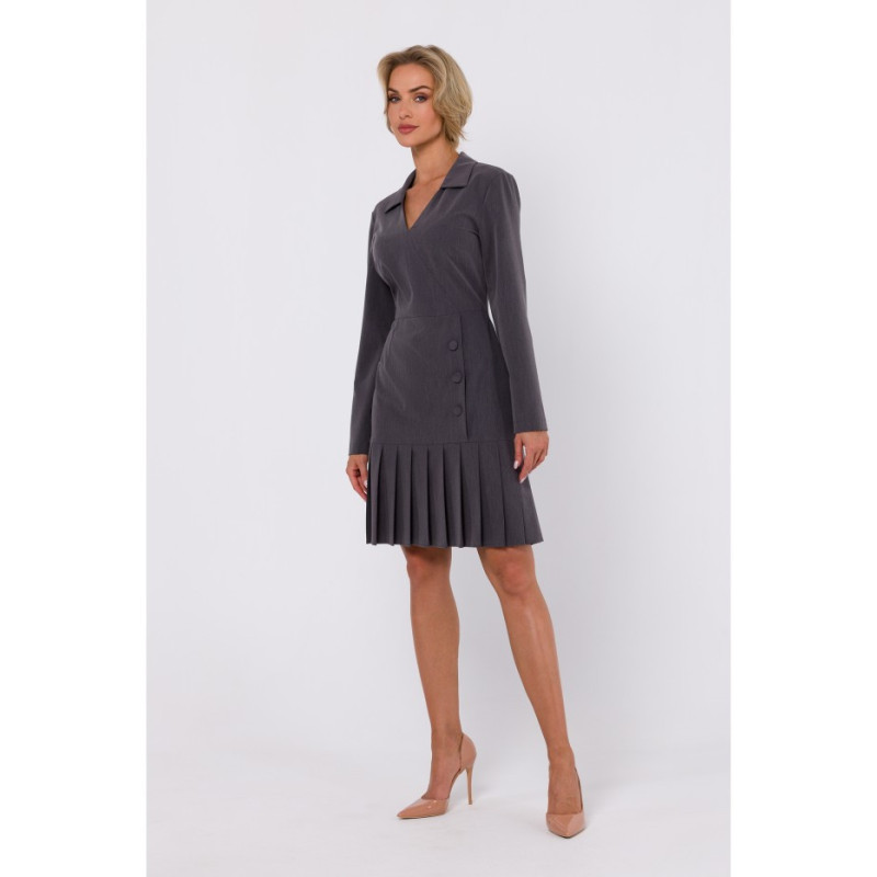 M752 Sukienka z plisowanym dołem - ciemnoszara