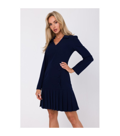 M752 Sukienka z plisowanym dołem - granatowa