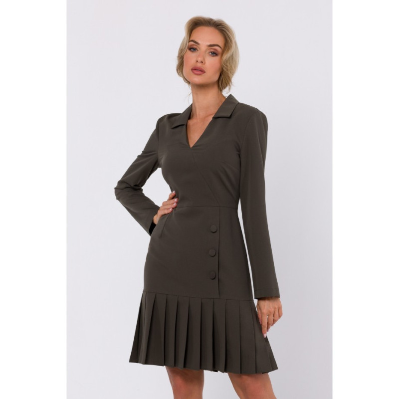 M752 Sukienka z plisowanym dołem - khaki