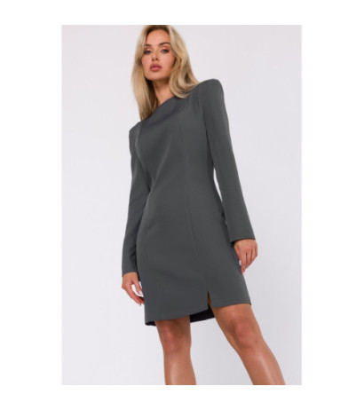 M755 Sukienka z modelującymi przeszyciami - khaki