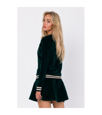M766 Bluza z ozdobnymi mankietami i stójką - zielona