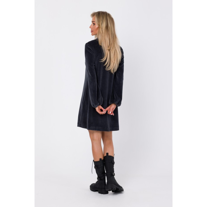 M767 Sukienka z dekoltem V - grafitowa