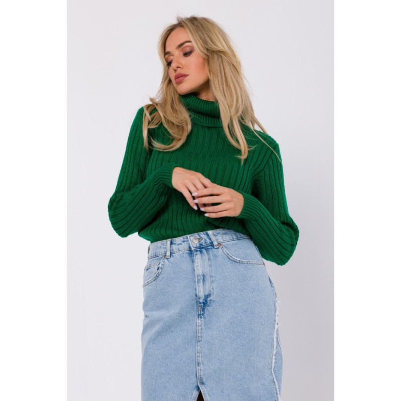 M771 Sweter z golfem - zielony