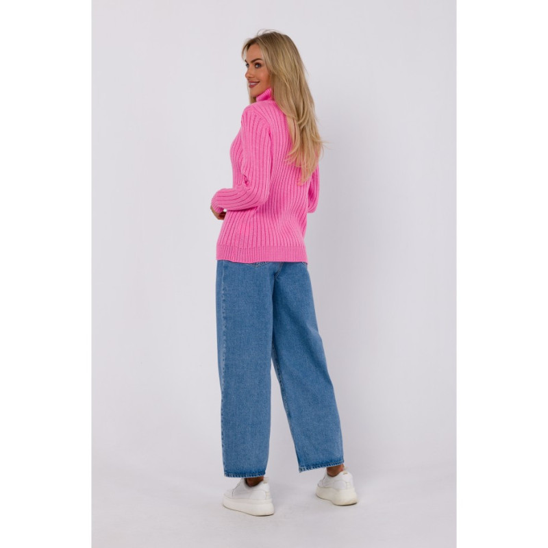 M771 Sweter z golfem - różowy