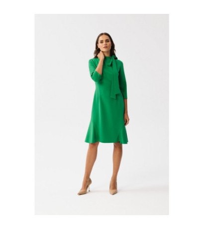 S346 Sukienka z wiązaniem przy szyi - soczysty zielony