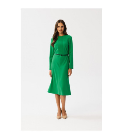 S347 Sukienka z przeszyciami na dekolcie - soczysty zielony