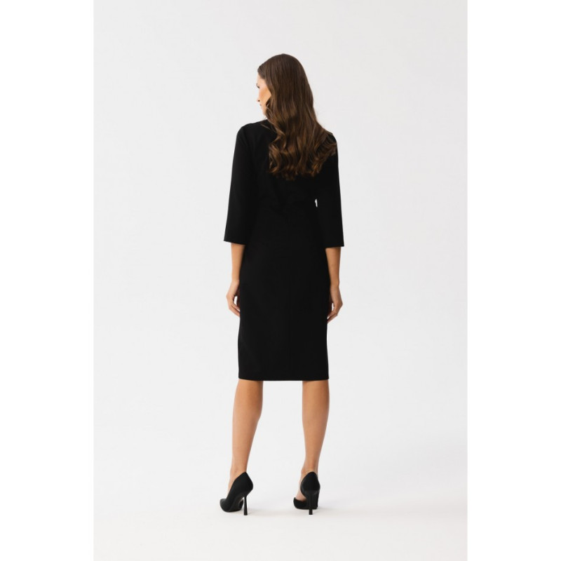 S350 Sukienka ołówkowa z rozcięciem - czarna