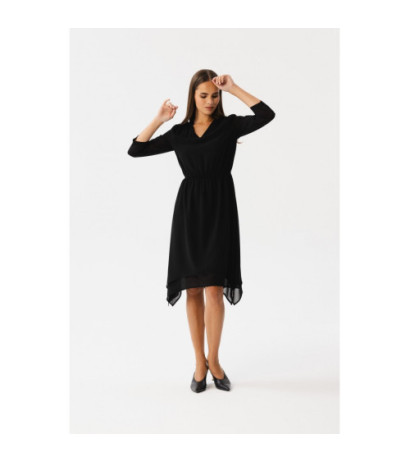 S354 Sukienka warstwowa szyfonowa - czarna