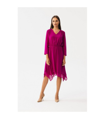 S354 Sukienka warstwowa szyfonowa - rubinowa