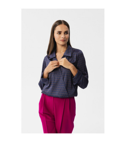 S357 Bluzka o fasonie kopertowym z nadrukiem - model 1