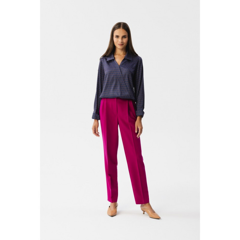 S357 Bluzka o fasonie kopertowym z nadrukiem - model 1