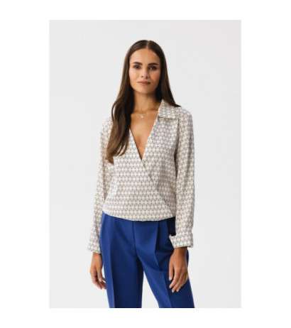 S357 Bluzka o fasonie kopertowym z nadrukiem - model 2