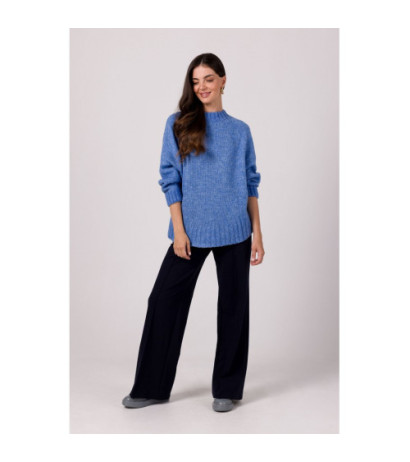 BK105 Sweter z nietoperzowymi rękawami - lazurowy