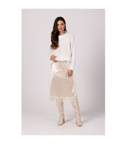 BK105 Sweter z nietoperzowymi rękawami - biały