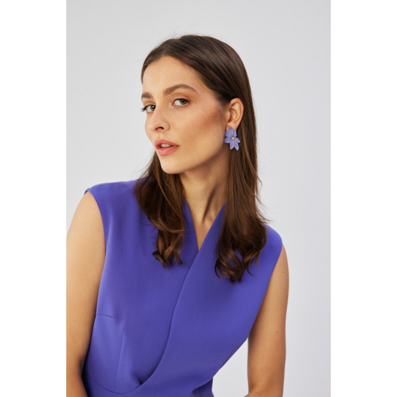 S360 Sukienka z finezyjnym dekoltem na zakładkę - fioletowa