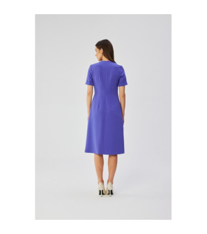 S361 Sukienka z ozdobnymi zakładkami na boku - fioletowa