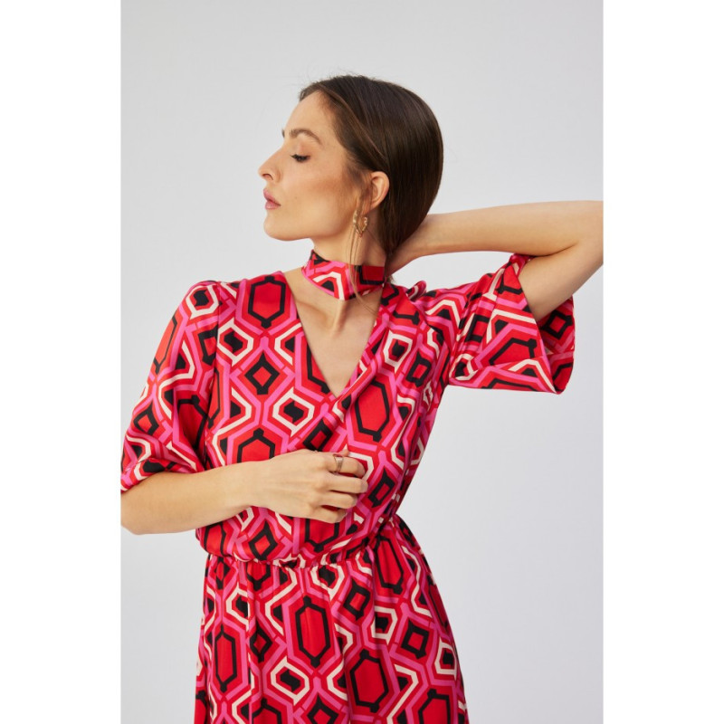 S367 Sukienka maxi z falbaną - model 1