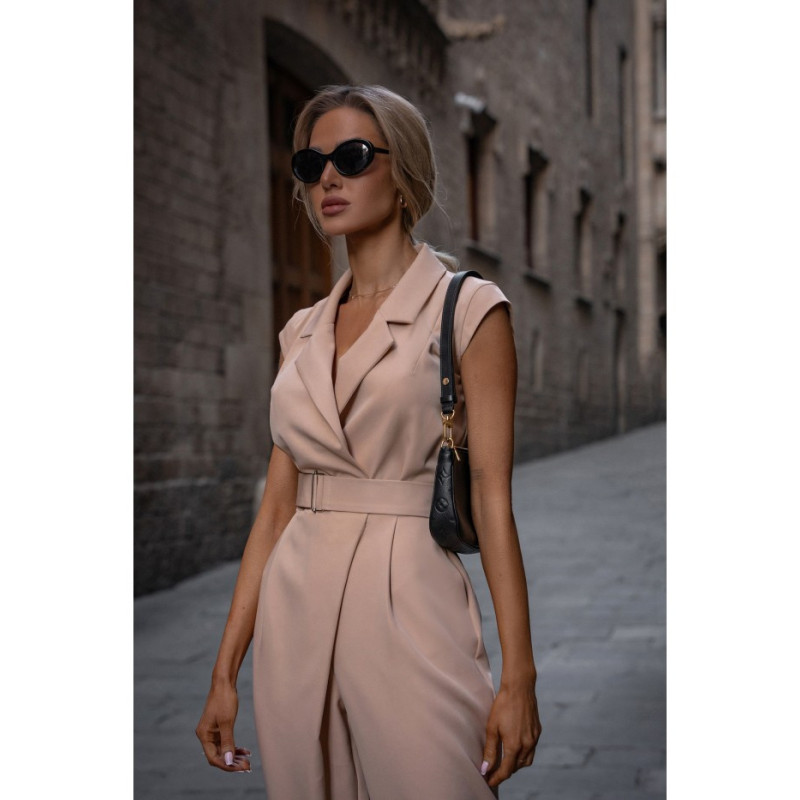 M780 Kombinezon z ozdobną nogawką - beżowy