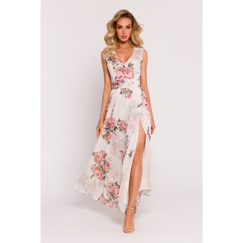 M781 Sukienka maxi szyfonowa z wysokim rozcięciem - model 2