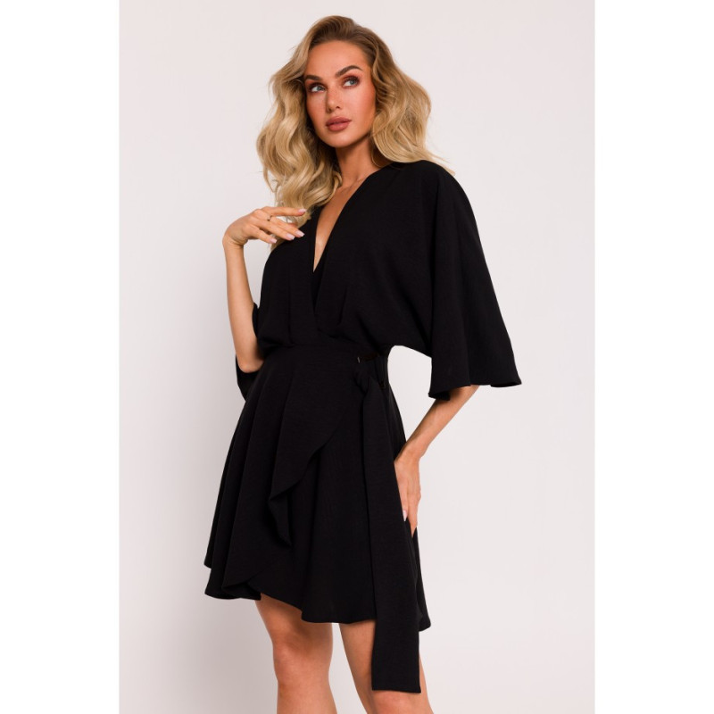 M785 Sukienka mini z rozkloszowanym dołem - czarna