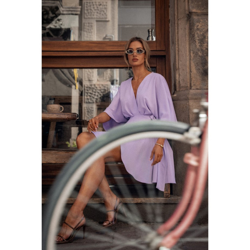 M785 Sukienka mini z rozkloszowanym dołem - fiołkowa