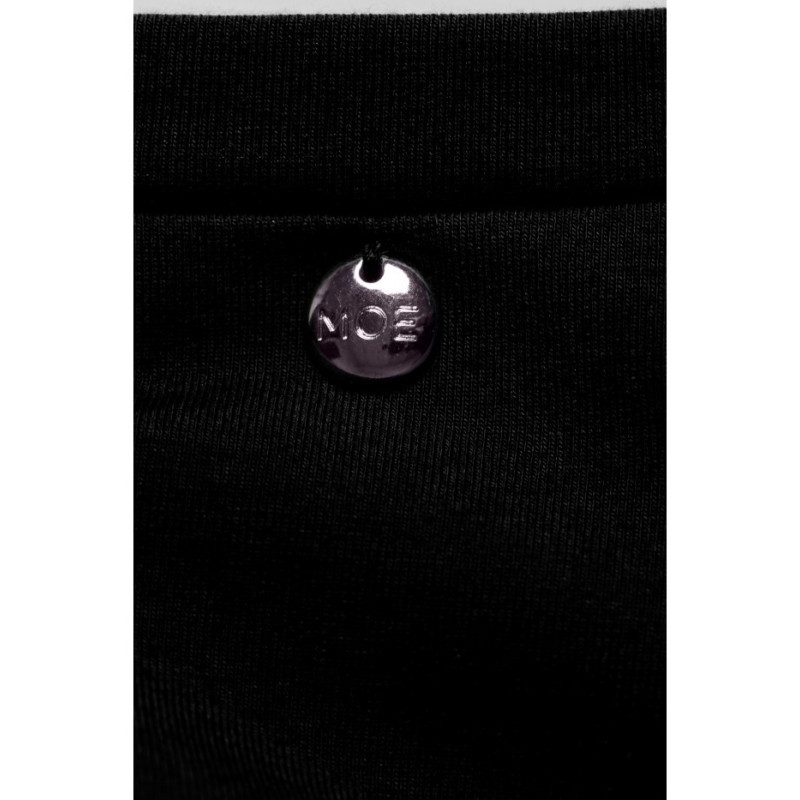 M789 Sukienka mini z poduszkami na ramionach - czarna