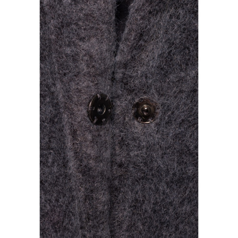 M808 Krótki płaszcz z włosem - szary melanż