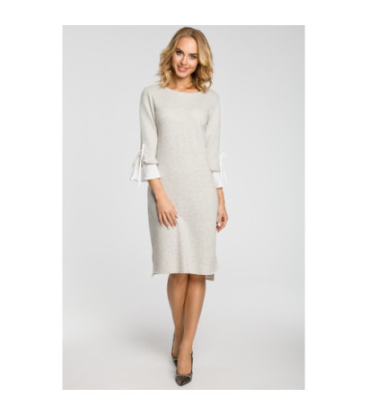 M327 Sukienka z warstwowymi rękawami - popielata