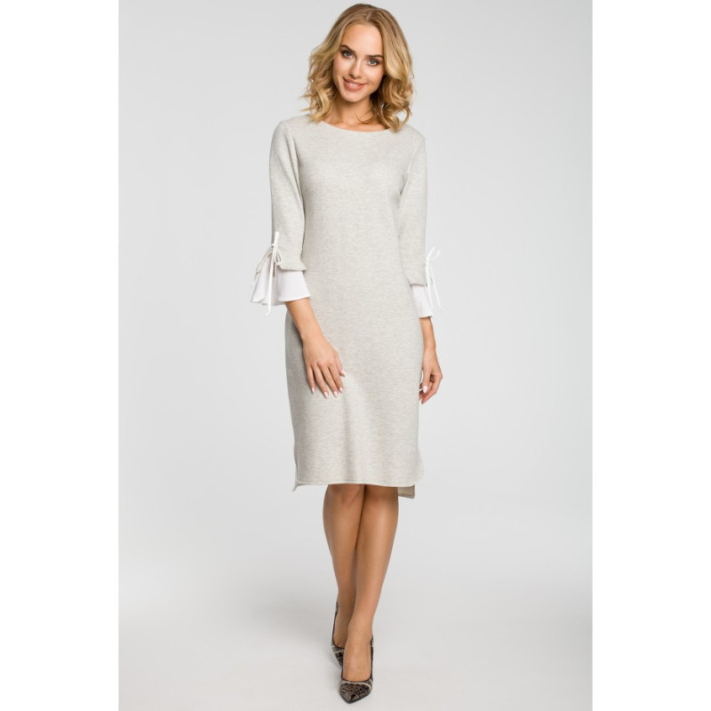 M327 Sukienka z warstwowymi rękawami - popielata