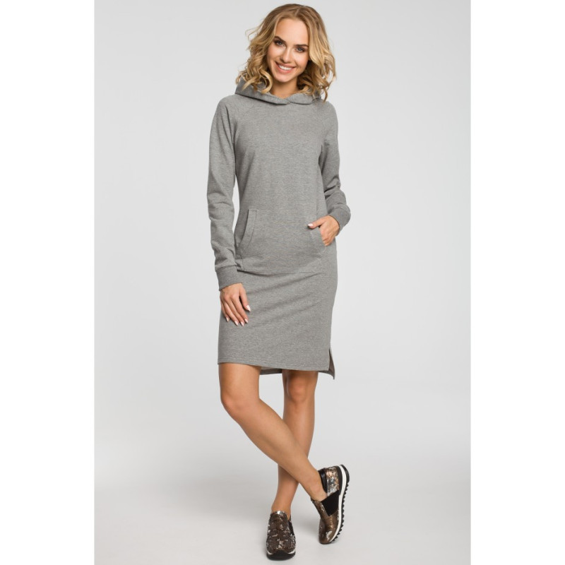 M329 Dresowa sukienka kangurka - szara