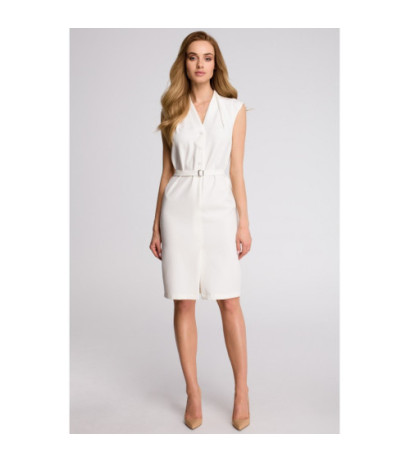 S102 Sukienka szmizjerka bez rękawów - ecru