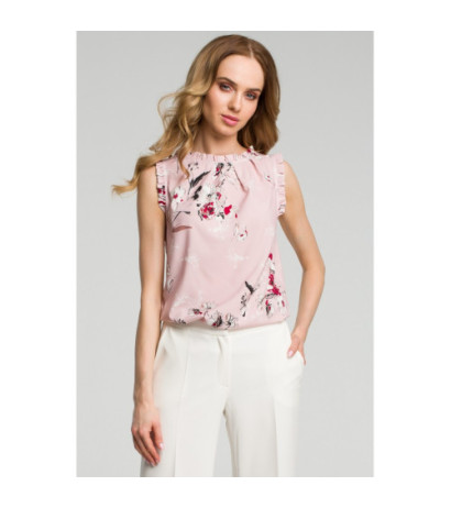 M384 Bluzka z falbankami - pudrowa