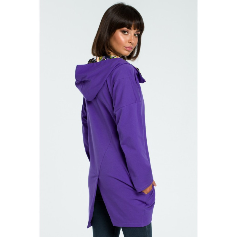 B091 Megztinis su užtrauktuku ir gobtuvu - violetinis