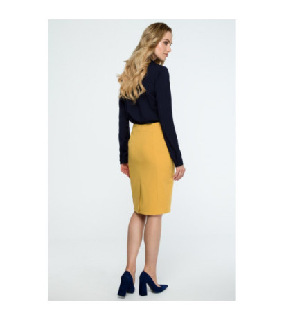 S131 Prosta ołówkowa spódnica biurowa - żółta