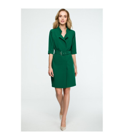 S120 Sukienka żakietowa z paskiem - zielona