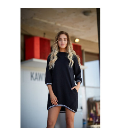 M401 Tunika z kapturem i ściągaczem - czarna