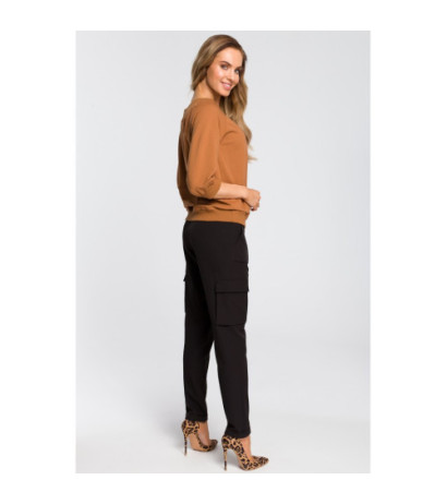 M412 Bluzka z opadającym ramieniem - karmelowa