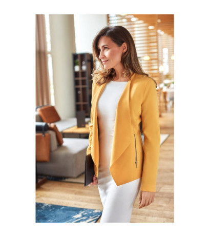 S140 Krótki niezapinany żakiet z podszewką - żółty