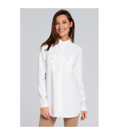 S144 Luźna bluzka koszulowa - ecru