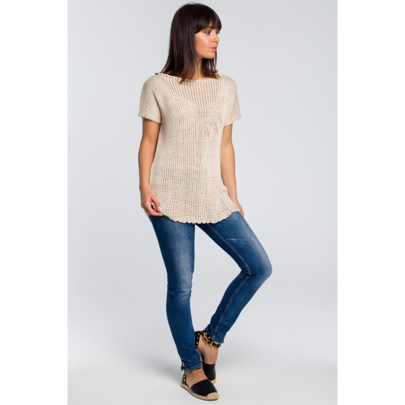 BK020 Sweter z palmą - beżowy