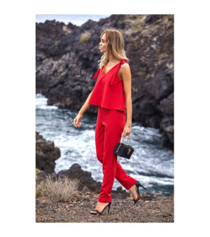 M437 Kombinezon z wiązaniem na ramionach - czerwony