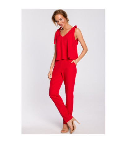 M437 Kombinezon z wiązaniem na ramionach - czerwony