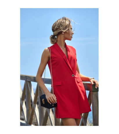 M439 Sukienka żakietowa bez rękawów - czerwona