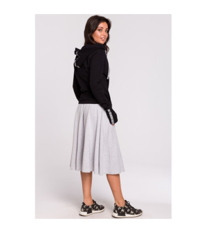 B127 Bluza z kapturem i przodem na zakładkę - czarna