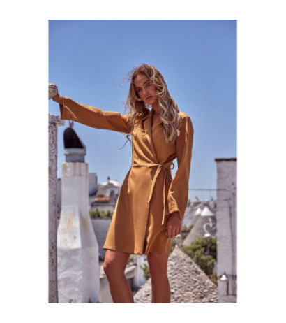 M462 Sukienka żakietowa z wiązaniem na boku - cynamonowa